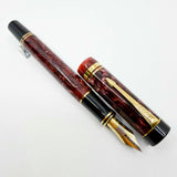 Parker Centennial (Largest Size) Marbled Maroon Duofold Fountain Pen (Circa 1990) - Extra Fine 18kt Gold Nib