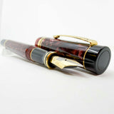 Parker Centennial (Largest Size) Marbled Maroon Duofold Fountain Pen (Circa 1990) - Extra Fine 18kt Gold Nib