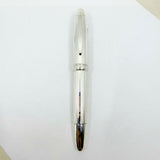 Krone Sterling Silver Large Fountain Pen - Alternating Smooth & Barleycorn Panels - Fine 18kt Gold Nib