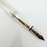 Krone Sterling Silver Large Fountain Pen - Alternating Smooth & Barleycorn Panels - Fine 18kt Gold Nib