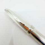 Krone Sterling Silver Large Fountain Pen - Alternating Smooth & Barleycorn Panels - Fine 18kt Gold Nib