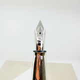 Krone Sterling Silver Large Fountain Pen - Alternating Smooth & Barleycorn Panels - Fine 18kt Gold Nib