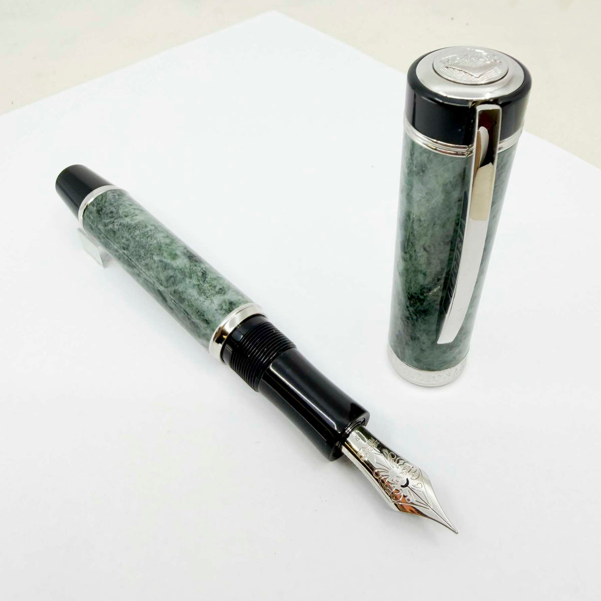 Visconti Millionaire Limited Edition Actual Green Marble Fountain Pen - Flexible Fine 23K Palladium Nib