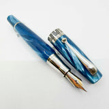 Montegrappa Miya Lustrous Turquoise Celluloid Fountain Pen - Medium 18kt Gold Nib