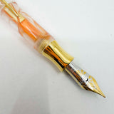 Visconti "Millennium Two" Orange Streaked Transparent Limited Edition Crescent Fill Fountain Pen - Semi-Flex Medium 18kt Gold Nib - MINT