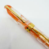 Visconti "Millennium Two" Orange Streaked Transparent Limited Edition Crescent Fill Fountain Pen - Semi-Flex Medium 18kt Gold Nib - MINT