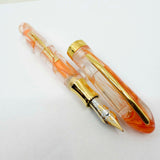 Visconti "Millennium Two" Orange Streaked Transparent Limited Edition Crescent Fill Fountain Pen - Semi-Flex Medium 18kt Gold Nib - MINT