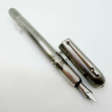 Dunhill Sidecar Brushed Stainless Steel Fountain Pen - Medium 18kt Gold Nib - MINT