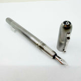 Dunhill Sidecar Brushed Stainless Steel Fountain Pen - Medium 18kt Gold Nib - MINT