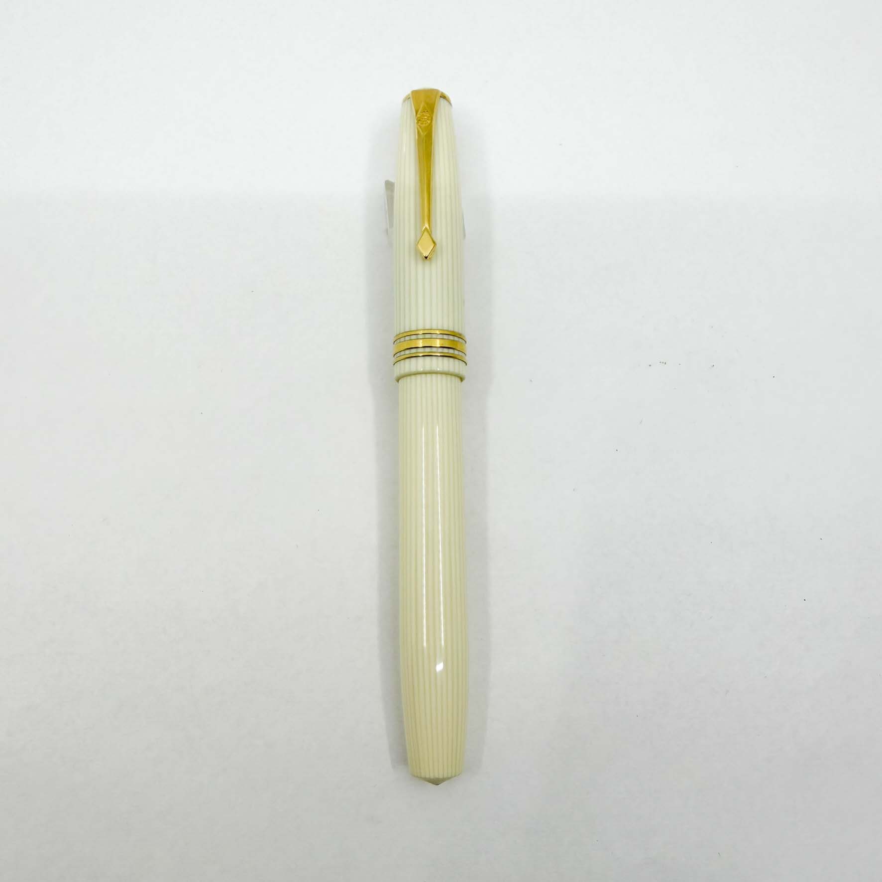 Conway Stewart Striped Ivory Finish Fountain Pen - Italic Fine