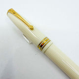 Conway Stewart Striped Ivory Finish Fountain Pen - Italic Fine 18kt Gold Nib