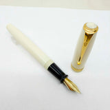 Conway Stewart Striped Ivory Finish Fountain Pen - Italic Fine 18kt Gold Nib