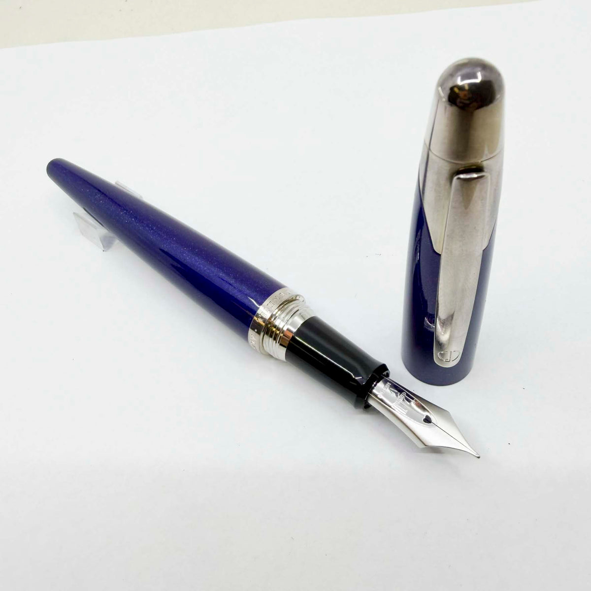 Dunhill AD2000 Cobalt Blue Galaxy Fountain Pen - Medium 18kt Gold Nib (Writes "Fine" As Pilot Pen Produced The Nib)