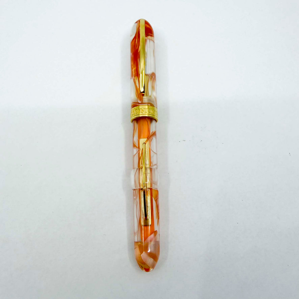 Visconti "Millennium Two" Orange Streaked Transparent Limited Edition Crescent Fill Fountain Pen - Semi-Flex Medium 18kt Gold Nib - MINT