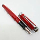 Aurora Burgundy Talentum Chrome Trim Fountain Pen - Fine 14kt Gold Nib - MINT