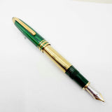 Montblanc Solitaire 146 Czar Nikolai LeGrand Fountain Pen - Striped Malachite Cap/Gold Vermeil Pinstriped Barrel & Cap Trim - Broad 18kt Gold Nib