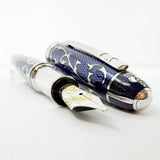 Michel Perchin Royal Blue Monogram Limited Edition Fountain Pen (1995) - Broad 18kt Gold Nib