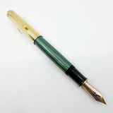 Pelikan Souveran SCARCE M1050 Vermeil Cap (Gold-Plated Sterling Silver)/Green Striped Barrel Fountain Pen - Medium 18kt Gold Nib