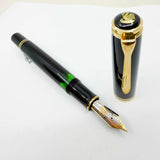 Pelikan Souveran M1000 Black Fountain Pen with Gold-Plated Trim - Medium 18kt Gold Nib