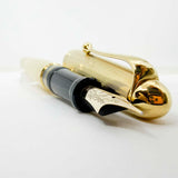Aurora Large #88 Fully Gold-Plated Fountain Pen - Fine 14kt Gold Nib - RARE In Full Gold-Plated