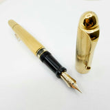 Aurora Large #88 Fully Gold-Plated Fountain Pen - Fine 14kt Gold Nib - RARE In Full Gold-Plated