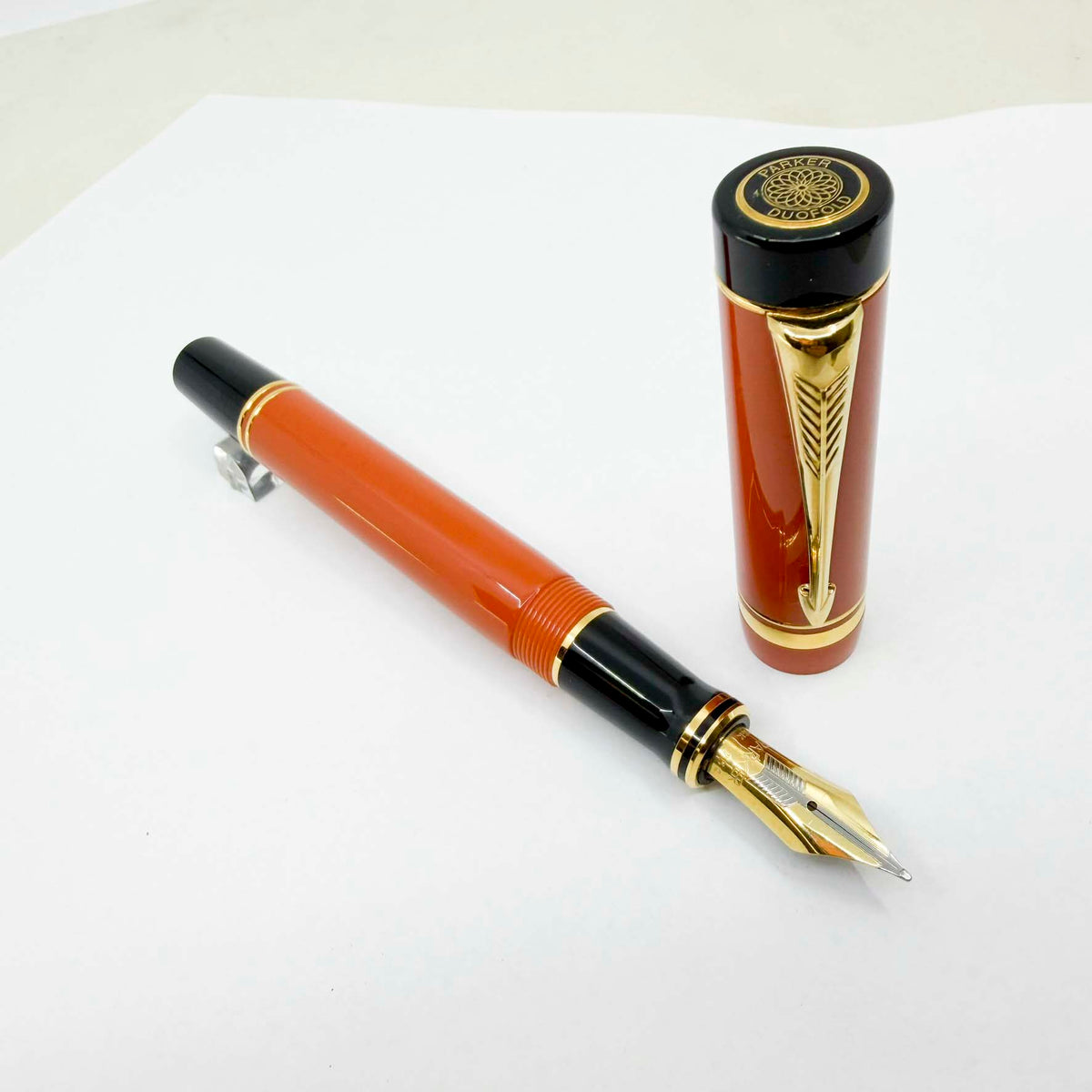 Parker "Big Red" (Orange) Duofold Centennial (Largest Size) Fountain Pen - Medium 18kt Gold Nib