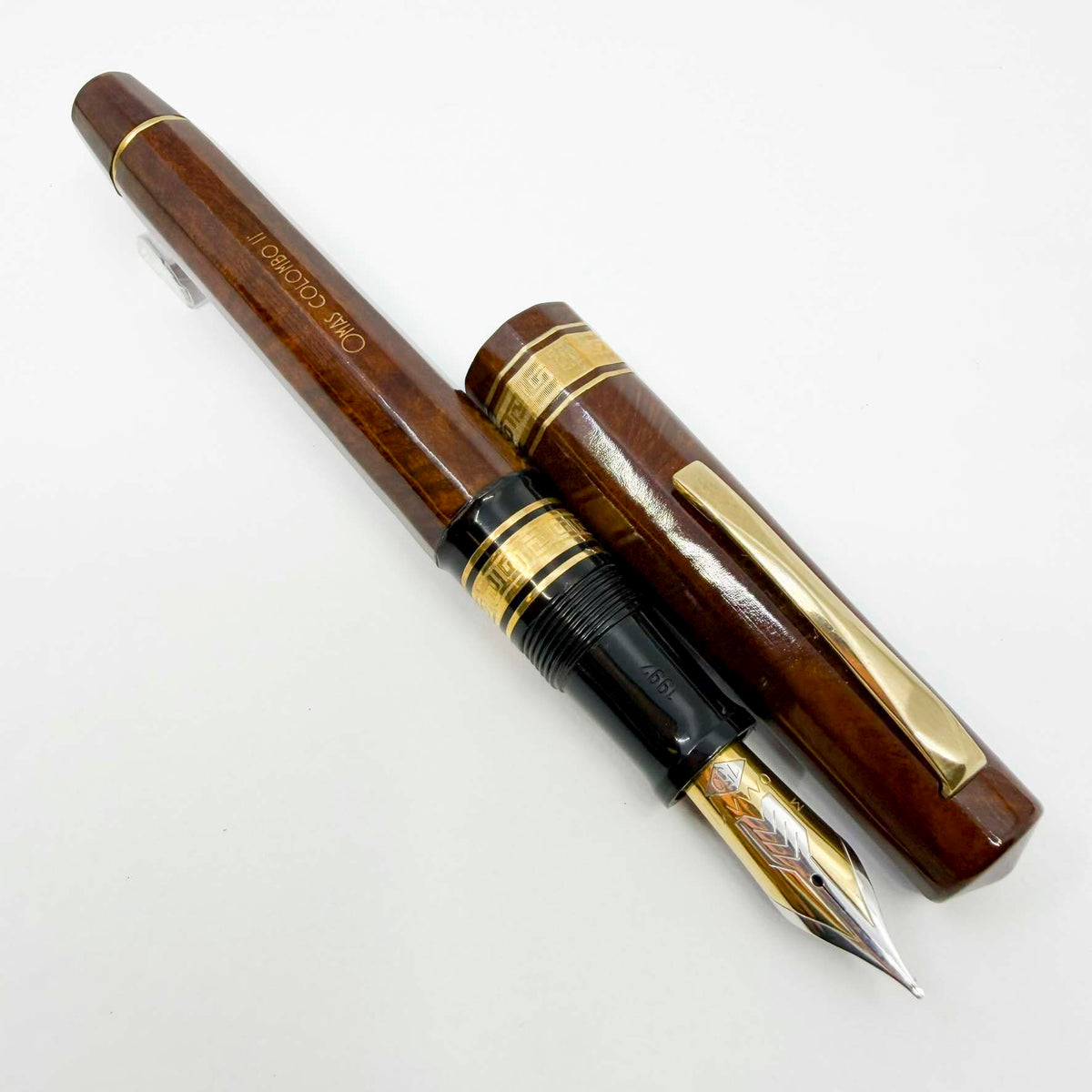 OMAS Cristoforo Colombo II Limited Edition Briarwood Faceted Fountain Pen - Medium 18kt Gold Nib