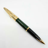 Waterman Carene Deluxe Green Barrel/Gold-Plated Cap Fountain Pen - Fine 18kt Gold Nib