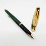 Waterman Carene Deluxe Green Barrel/Gold-Plated Cap Fountain Pen - Fine 18kt Gold Nib