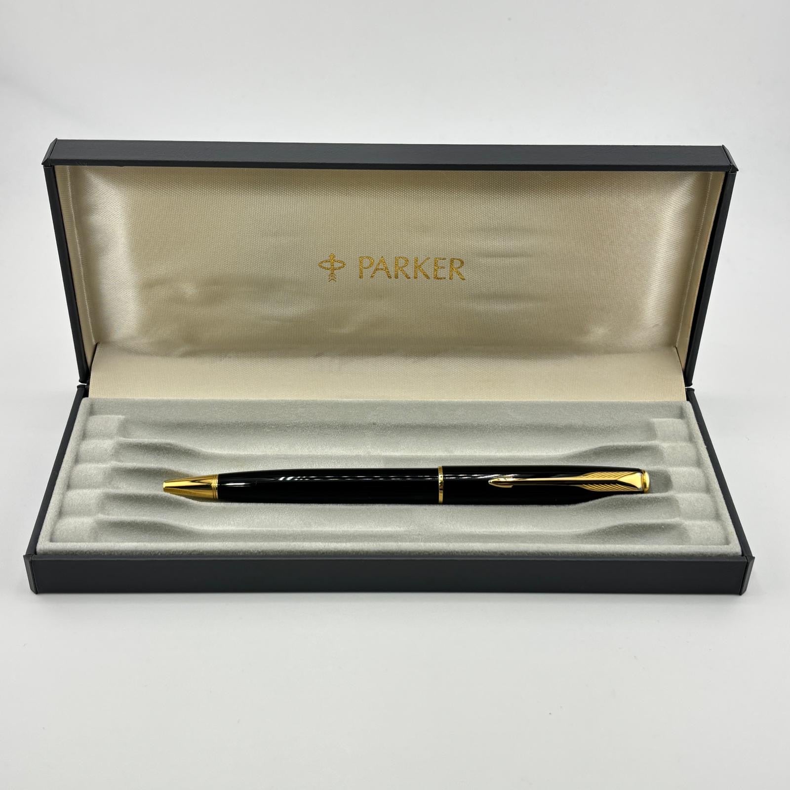 Parker Sonnet Black Lacquer Gold trim circa 1995 - Ball Pen
