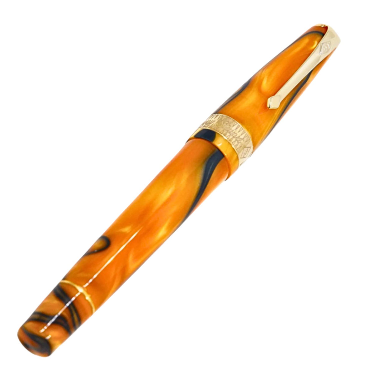 Conway Stewart Model 100 SE Orange Swirl Orange Swirl w/ Black Trim - Fountain Pen